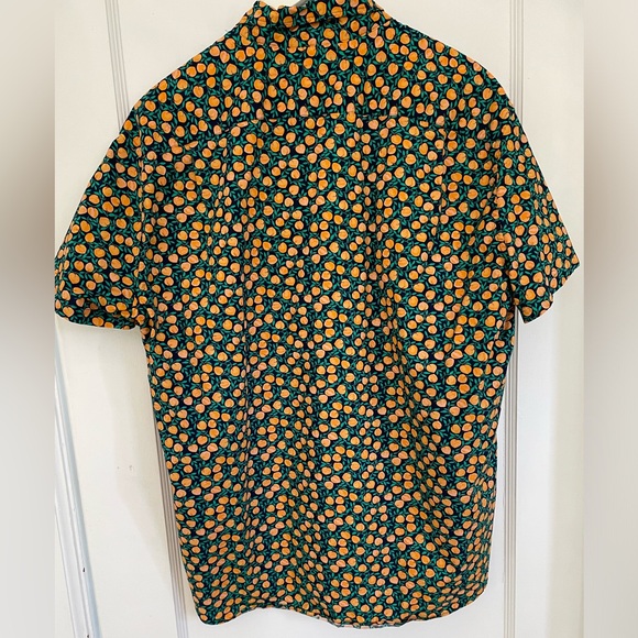 Mens J.Crew Outlet short sleeve button up shirt, w/chest pocket. Peach Print XL - Picture 3 of 7